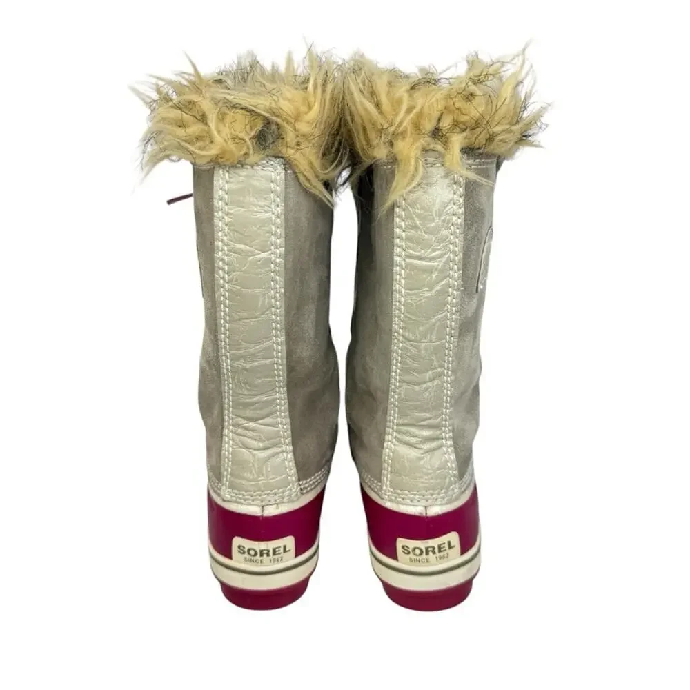 SOREL Brindle & Oyster Bray Tofino Faux Fur Winter Waterproof  Boot Youth Sz 3